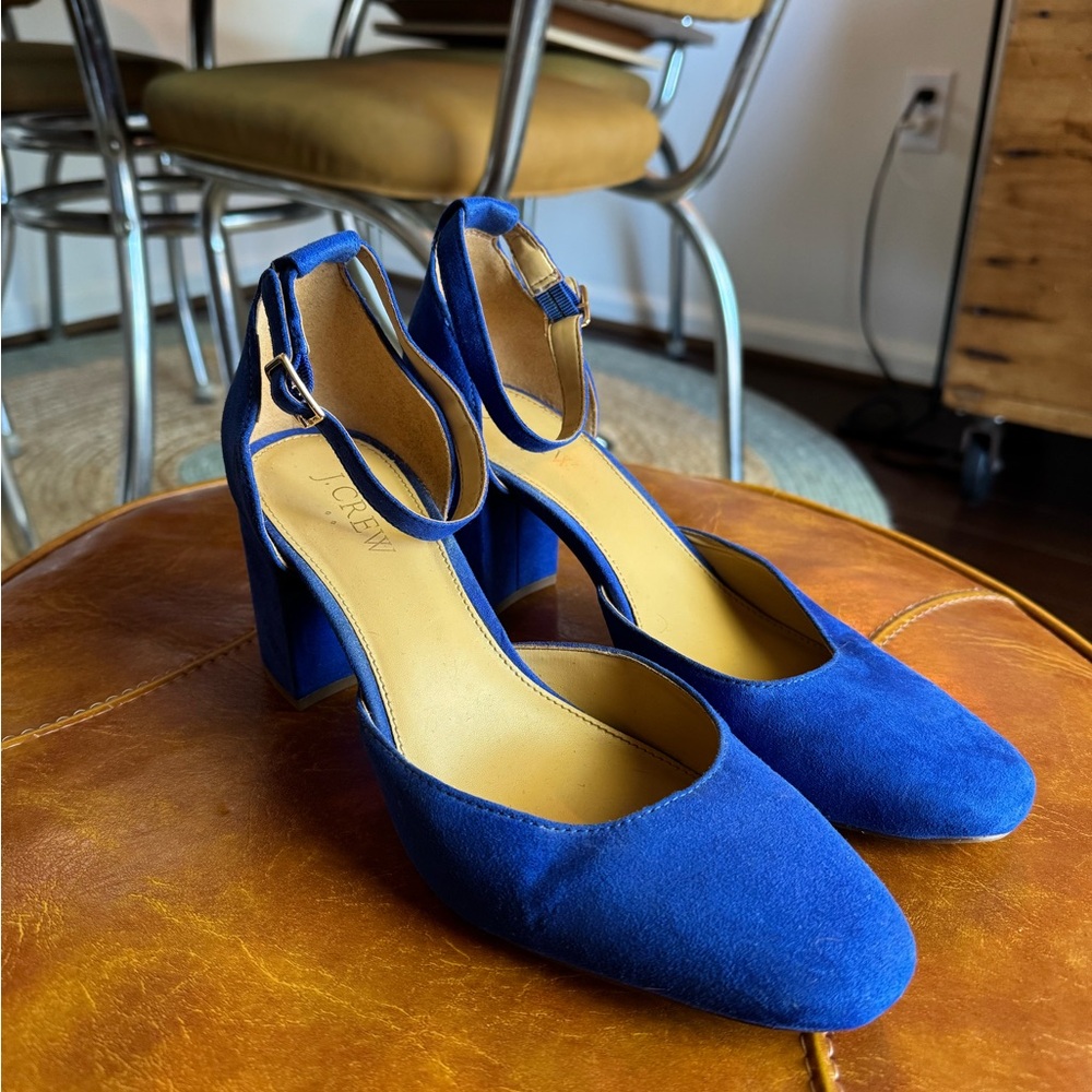 J. Crew Royal Blue Suede Block Heels